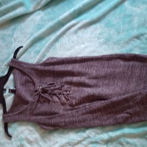 Lace Up Grey Bodycon Dress